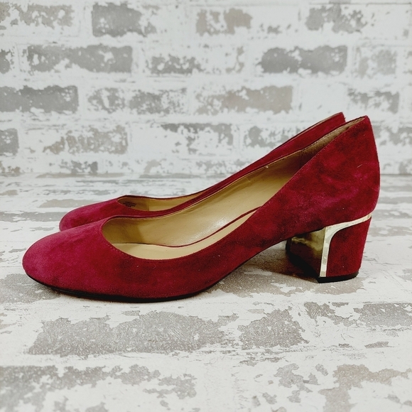 Ann Taylor Burgundy Suede Rounded Toe Block Heels Pumps Shoes V474 - Picture 1 of 12